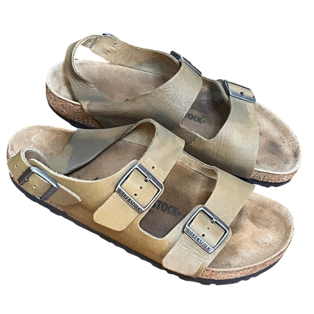 Birkenstock Milano Tobacco Brown Oiled Leather Sandals Mens 10 Womens 12 EU 43